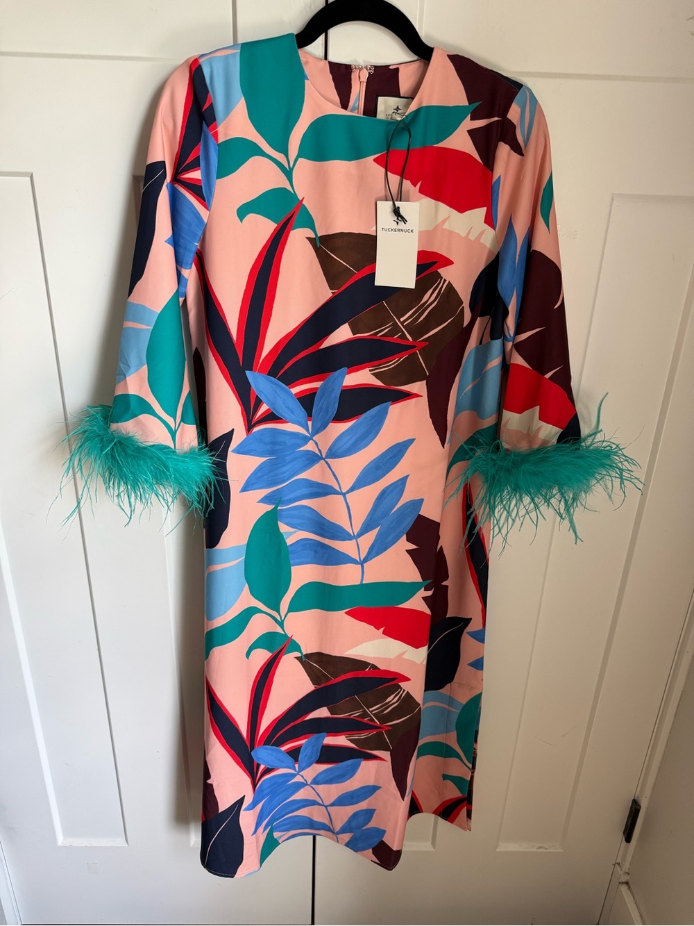 NWT Tuckernuck Vibrant Palms Feather Jamie a statement dress! Size XS, fits big. - Picture 6 of 12